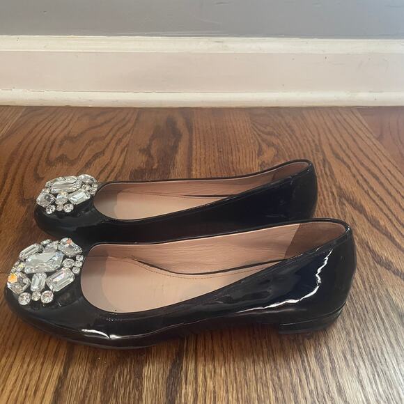 Miu Miu Shoes - miu miu patent leather crystal embellished ballet flats